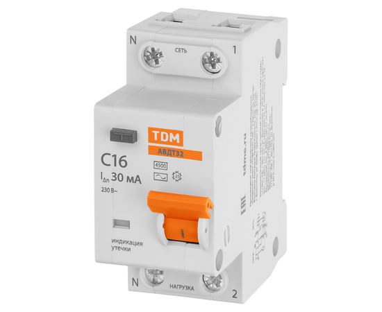 Выключатель дифференциального тока АВДТ 32 C16 30мА TDM SQ0202-0030, фото 