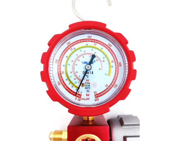 Манометрический коллектор Value VMG-1-S-H (R22, R134a, R410A, R407C; 1 вентильный, смотровое стекло, манометр высокого давления 68мм; без шлангов), фото , изображение 2