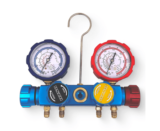 Манометрическая станция DSZH CT-860G-R410A (R22/134/404/410, 4-х вентильный, шланги 150см 4шт.), фото , изображение 2