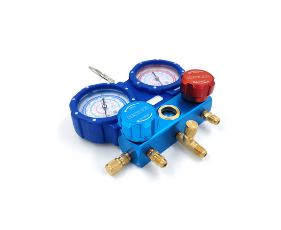 Манометрическая станция DSZH WK-C3602S (R32/134/407/410; 2-х вент; шланги 0.9м до 55 Bar-1/4"SAE, 2 адаптера AD89), фото , изображение 5