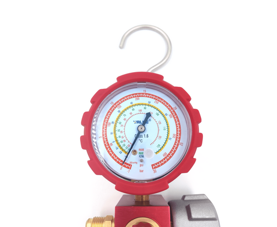 Манометрический коллектор Value VMG-1-S-H (R600, R600A, R290; 1 вентильный, смотровое стекло, манометр высокого давления 68мм; без шлангов), фото , изображение 2