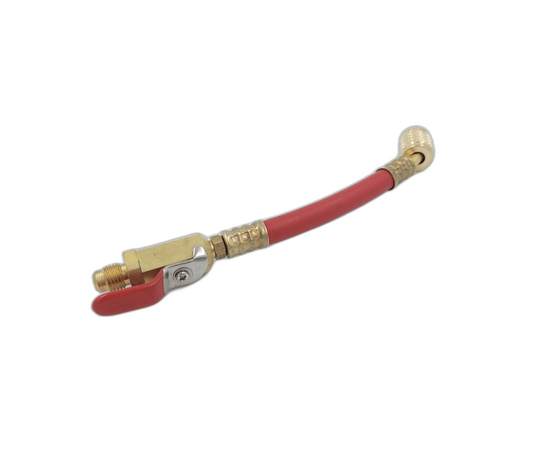 Шланг с шаровым краном DSZH R410-RV красный (гайка 5/16" х 1/4" штуцер), фото , изображение 2