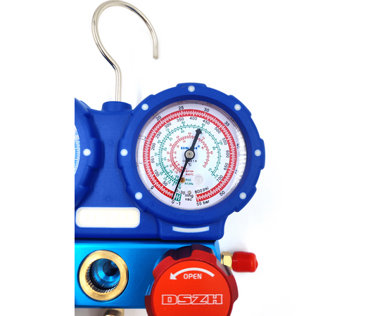 Манометрическая станция DSZH WK-C3602S (R32/134/407/410; 2-х вент; шланги 0.9м до 55 Bar-1/4"SAE, 2 адаптера AD89), фото , изображение 3