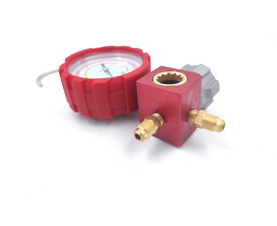 Манометрический коллектор Value VMG-1-S-H (R600, R600A, R290; 1 вентильный, смотровое стекло, манометр высокого давления 68мм; без шлангов), фото , изображение 4