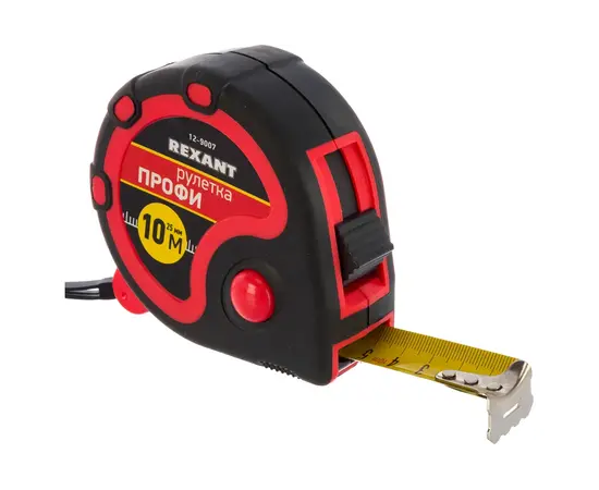 Рулетка "Профи" прорезиненный корпус 10м*25мм Rexant, фото 