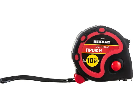 Рулетка "Профи" прорезиненный корпус 10м*25мм Rexant, фото , изображение 2
