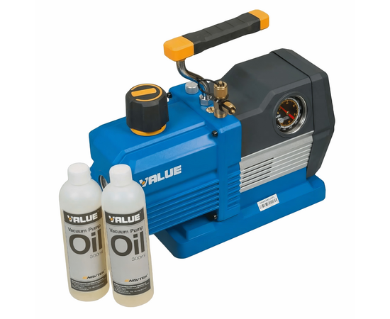 Вакуумный насос Value VRP-6DV (2ст; 170 л/мин; 0,2 Па; 11,5 кг, вакуумметр, соленоидный клапан), фото , изображение 2