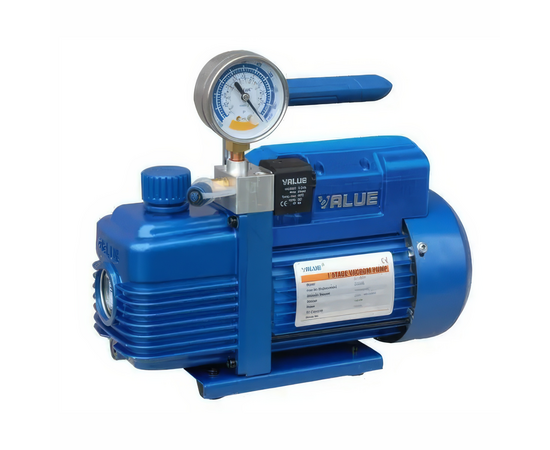 Вакуумный насос Value VI-120SV (1ст., 57 л/мин, 20 Па, 6.7 кг, вакуумметр, соленоидный вентиль), фото , изображение 2