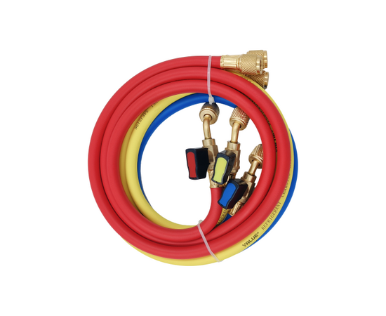 Заправочные шланги с вентилями VALUE VRP-C-RYB R-410 (1.5m; 3шт) набор для R410A, до 55 Bar, фото , изображение 3