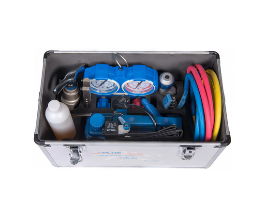 Набор инструментов Value VTB-5A (в алюминиевом кейсе: вакуумный насос, коллектор, шланги, вальцовка, труборез, труборасширитель, риммер), фото , изображение 3