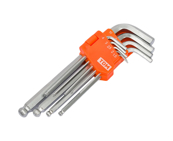 Набор ключей TDM  "HEX" 9 шт.: 1.5-10 мм, длинные с шаром, (держатель в блистере), CR-V сталь "Алмаз", фото 