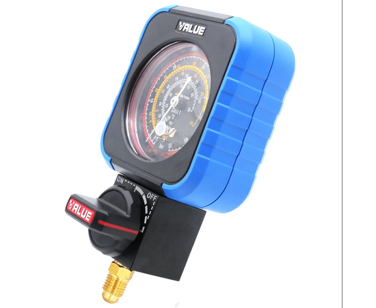 Манометрический коллектор Value VRM1-B-0403 (R22, R134A, R407C; R410A, 1 вентильный с манометром высокого давления; без шлангов), фото , изображение 2