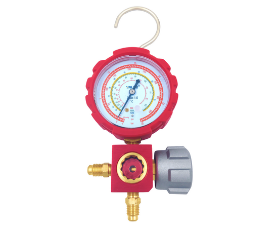 Манометрический коллектор Value VMG-1-S-H (R600, R600A, R290; 1 вентильный, смотровое стекло, манометр высокого давления 68мм; без шлангов), фото 