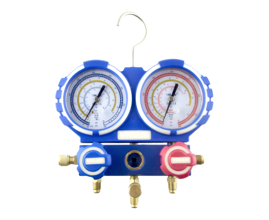 Манометрический коллектор VALUE VMG-2-R600-B (R600, R600A, R290; 2-х вентильный; 3 шланга 120см; манометры 68мм; упак. кейс), фото , изображение 2