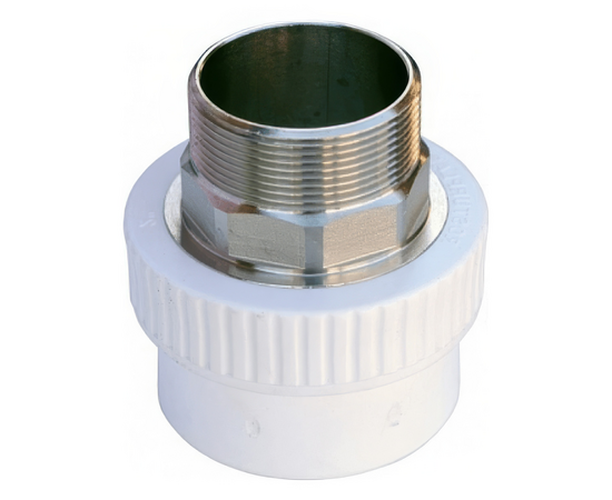 Муфта Valfex переходная с наружной резьбой 40 x 1 1/4" под ключ, белая, фото 