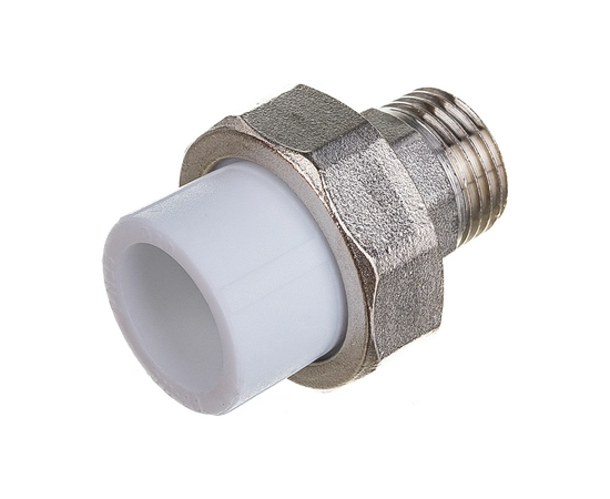 Муфта Valfex с американкой для радиатора наружная резьба 20 x 1/2" белая, фото , изображение 2