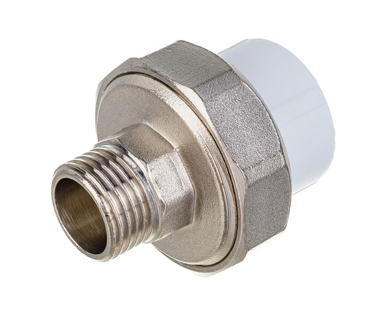 Муфта Valfex с американкой для радиатора наружная резьба 25 x 1/2" белая, фото 