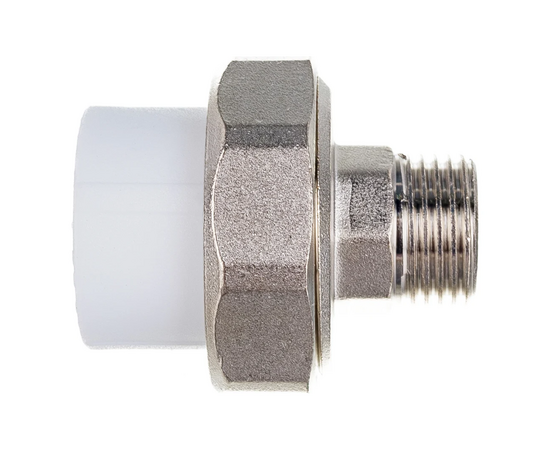 Муфта Valfex с американкой для радиатора наружная резьба 25 x 1/2" белая, фото , изображение 3