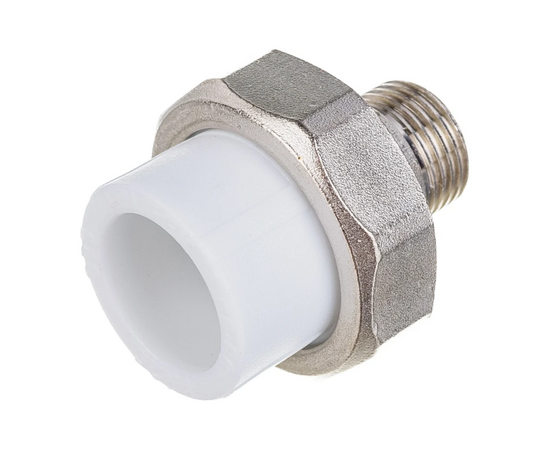 Муфта Valfex с американкой для радиатора наружная резьба 25 x 1/2" белая, фото , изображение 2