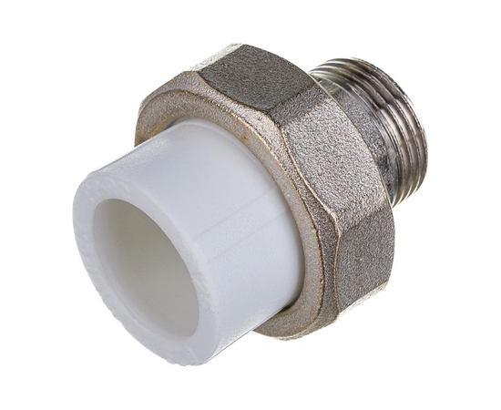 Муфта Valfex с американкой для радиатора наружная резьба 25 x 3/4" белая, фото , изображение 2