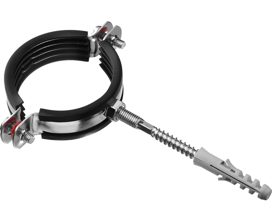 Хомут трубный 3/4" (26-30мм) VALFEX, в компл. шпилька М8*80, дюбель, фото , изображение 2