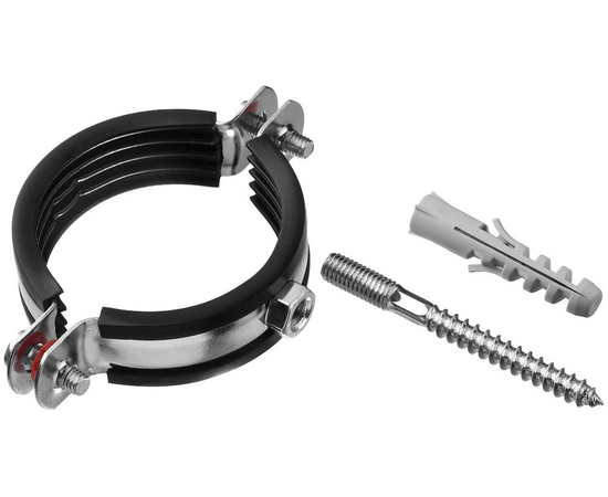 Хомут трубный 3/4" (26-30мм) VALFEX, в компл. шпилька М8*80, дюбель, фото 