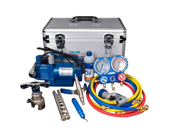 Набор инструментов Value VTB-5A (в алюминиевом кейсе: вакуумный насос, коллектор, шланги, вальцовка, труборез, труборасширитель, риммер), фото 