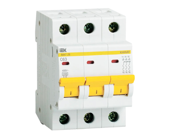 Автоматический выключатель ИЭК (ВА47-29) 3/63А, фото 