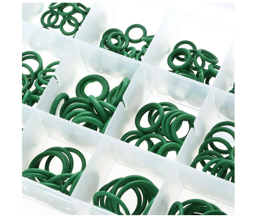 Набор уплотнительных колец для автокондиционеров FC-270 (270шт, 18 типоразмеров, резина HNBR, цвет зеленый, в кейсе), фото , изображение 2