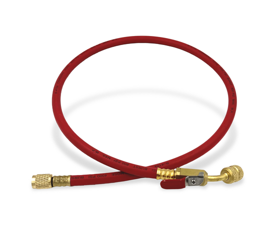 Шланг заправочный с вентилем DSZH - M-336 RYB-C (HV)  0.9м, 1/4" SAE, до 55 Bar, фото , изображение 2