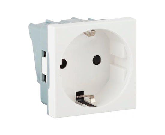 Розетка модульная с з/к и шторками 45х45мм белая (АДЛ 13-900), фото 