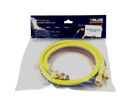 Заправочные шланги Value VRP-U-RYB  R-410 (1.2m) набор 3шт, до 55 Bar, фото , изображение 7