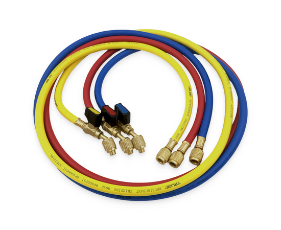 Заправочные шланги с вентилями VALUE VRP-C-RYB 1.5 м; 1/4" SAE; набор 3шт, до 34 Bar, фото , изображение 3