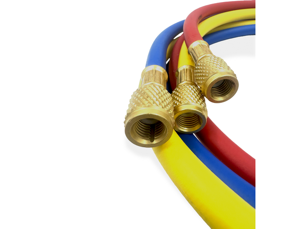 Заправочные шланги с вентилями VALUE VRP-C-RYB 1.5 м; 1/4" SAE; набор 3шт, до 34 Bar, фото , изображение 6