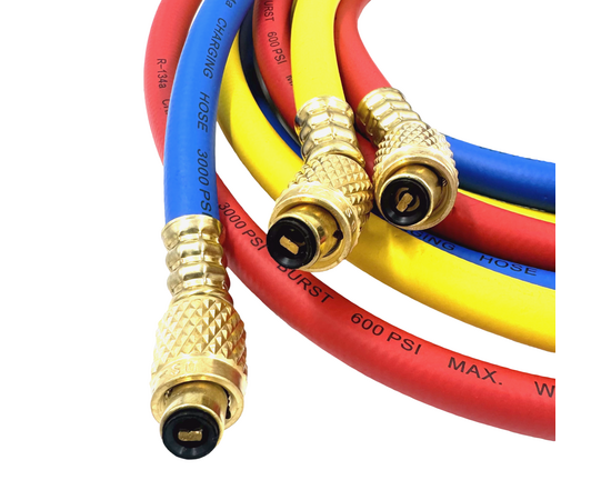 Заправочные шланги DSZH-336-RYB-P набор 3шт по 0.9м, 1/4" SAE, до 41 Bar, фото , изображение 6