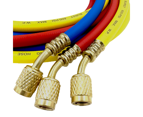 Заправочные шланги DSZH-372-RYB набор 3шт по 1.8м, 1/4" SAE, до 34 бар, фото , изображение 5