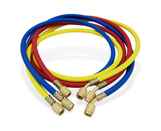 Заправочные шланги DSZH-336-RYB-H-R32/410A набор 3шт по 0.9м, 1/4"-5/16" SAE, до 55 Bar, фото , изображение 2