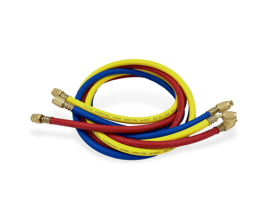 Заправочные шланги DSZH-336-RYB-H-R32/410A набор 3шт по 0.9м, 1/4"-5/16" SAE, до 55 Bar, фото , изображение 4