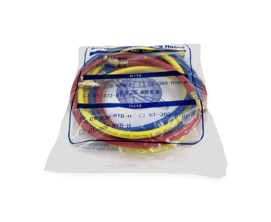 Заправочные шланги DSZH-336-RYB-H-R32/410A набор 3шт по 0.9м, 1/4"-5/16" SAE, до 55 Bar, фото , изображение 7