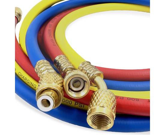 Заправочные шланги DSZH-360-RYB-H набор 3шт по 1.5м, 1/4" SAE, до 55 Bar, фото , изображение 5