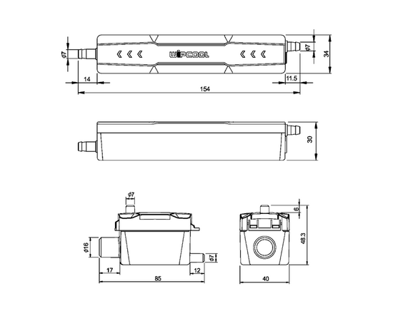 Дренажная помпа WIPCOOL P12, проточная, 12 л/ч, 19 Дб, фото , изображение 13