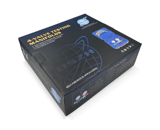 Манометрический коллектор DSZH CT-436G (R12/22/134/404, 4-х вентильный; манометры 68мм, алюминиевый корпус со смотровым стеклом), фото , изображение 13