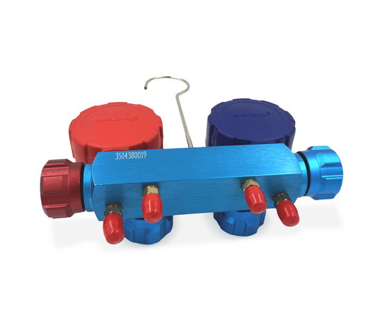 Манометрический коллектор DSZH CT-436G (R12/22/134/404, 4-х вентильный; манометры 68мм, алюминиевый корпус со смотровым стеклом), фото , изображение 5