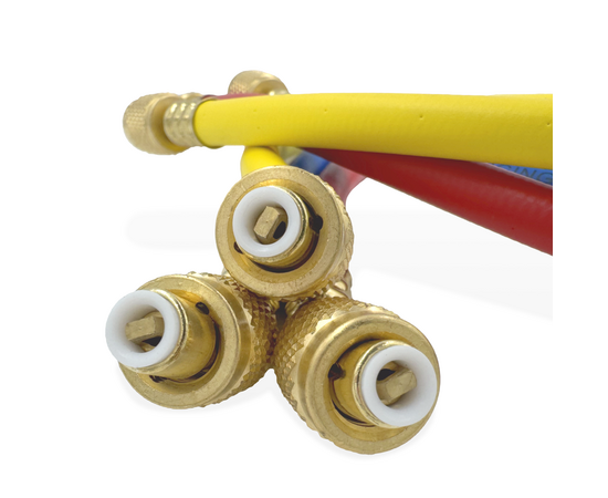 Манометрическая станция DSZH WK-P3602S (R22/32/134/410; 2-х вентильный; шланги 0.9м до 55 Bar-1/4"SAE, 2 адаптера R410xR22, манометры 68мм, в кейсе), фото , изображение 8