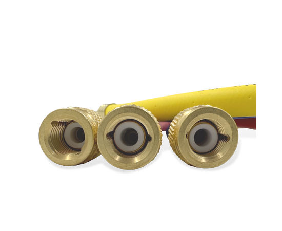 Манометрическая станция DSZH WK-P3602S (R22/32/134/410; 2-х вентильный; шланги 0.9м до 55 Bar-1/4"SAE, 2 адаптера R410xR22, манометры 68мм, в кейсе), фото , изображение 9