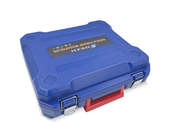 Манометрическая станция DSZH WK-P3602S (R22/32/134/410; 2-х вентильный; шланги 0.9м до 55 Bar-1/4"SAE, 2 адаптера R410xR22, манометры 68мм, в кейсе), фото , изображение 10