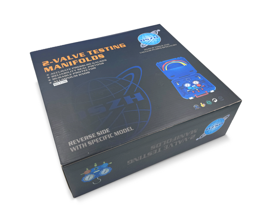 Манометрическая станция DSZH WK-P3602S (R22/32/134/410; 2-х вентильный; шланги 0.9м до 55 Bar-1/4"SAE, 2 адаптера R410xR22, манометры 68мм, в кейсе), фото , изображение 11