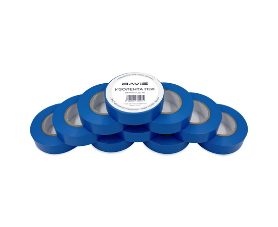 Изолента ПВХ (10 шт) BAVIS 19мм х 20м синяя, фото , изображение 4