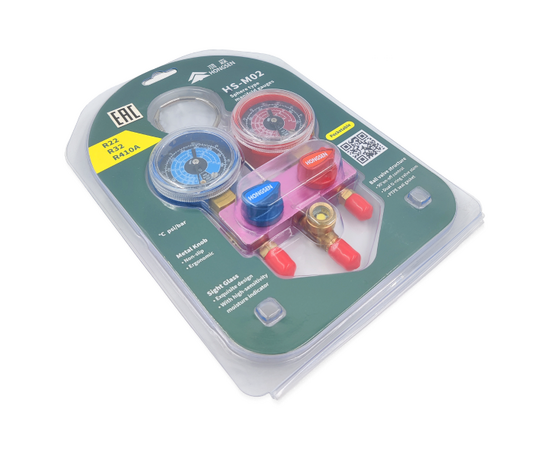 Манометрический коллектор HONGSEN HS-M02 (R32/22/410; 2-х вентильный, упак. блистер), фото , изображение 6