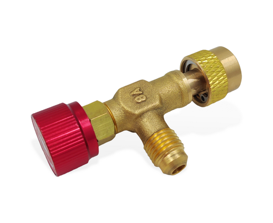 Вентиль с нажимом на ниппель HONGSEN HS-1221 гайка 5/16"(R410, R32), штуцер 1/4" SAE, до 20 bar, фото , изображение 3